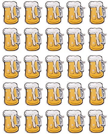 Toyvian Brosche LED Licht Blinky Bier Becher Form Abzeichen Oktoberfest Deko 25 Stück (Zufällige Farbe)