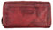 Damen-Geldbörse gewaschenes Leder Büffelleder Portemonnaie Doppelreißverschluss Used Look Vintage Geldbeutel L257 Bordeaux Rot