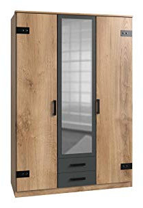 Liverpool Kleiderschrank – Industrieller Stil – Eiche und Graphit – L 135 cm