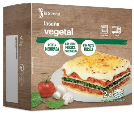 La Sirena Lasaña Vegetal Con Bechamel, 600g (Congelado)