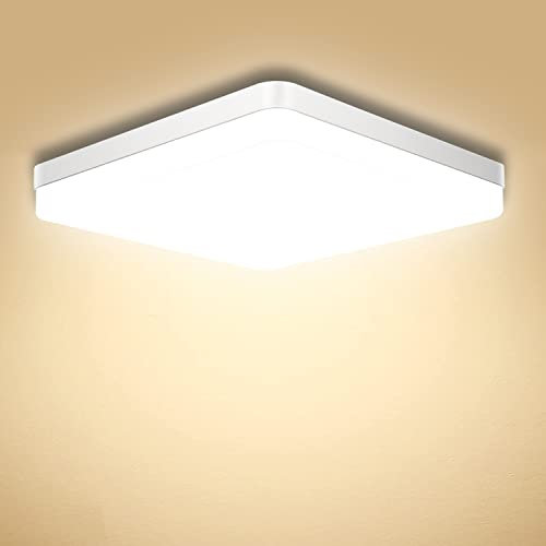 Ouyulong Led Deckenleuchte Quadrat, 36W 3000K 4250LM Deckenleuchte für Wohnzimmer, Schlafzimmer, Küche, Flur, Balkon, Esszimmer, Warmweißes,Led Deckenlampe 23cm