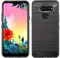 cofi1453® Silikon Hülle Bumper Carbon kompatibel mit LG K50S Case TPU Soft Handyhülle Cover Schutzhülle Schwarz