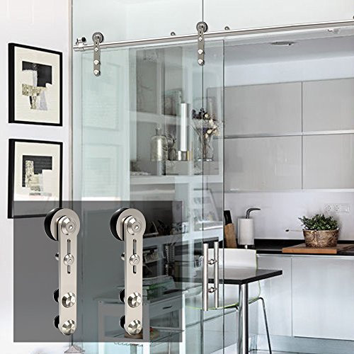 11FT/335cm Stainless Steel Sliding Barn Single Door Hardware Closet Track Kit for Glass Door