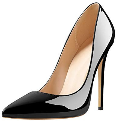 Only maker Damen Klassische High Heels Spitze Elegante Pumps Stiletto Damenschuhe Lack Schwarz 40 EU
