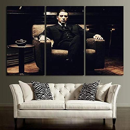 IOIP Der Pate Michael Corleone Bilder 150x70 cm 3 Teilig Leinwandbilder Bild auf Leinwand Vlies Wandbild Kunstdruck Wanddeko Wohnzimmer Wanddekoration Deko Street Art