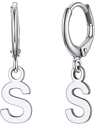 ChicSilver Silber Damen Buchstabe S Ohrringe Frauen Creolen Hoop Tropfen Ohrhänger Coole Ohrringe