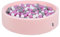 KiddyMoon Bällebad 120X30cm/200 Bälle Rund Groß Bällepool Mit Bunten Bällen Für Babys Kinder, Rosa:Grau-Weiß-Pink