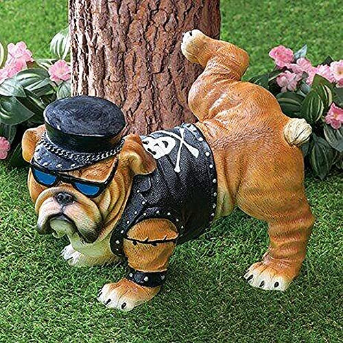 Raopuzi Bulldogge pinkelt Hundestatue Gartendeko für außen Nordic Creative Home Bulldog Ornaments Gartenzwerge Statuen Tierfiguren Tierstatuen Gartenstatuen Tierfigur (Gelb, 20,5 * 13,5 * 14,1 cm)