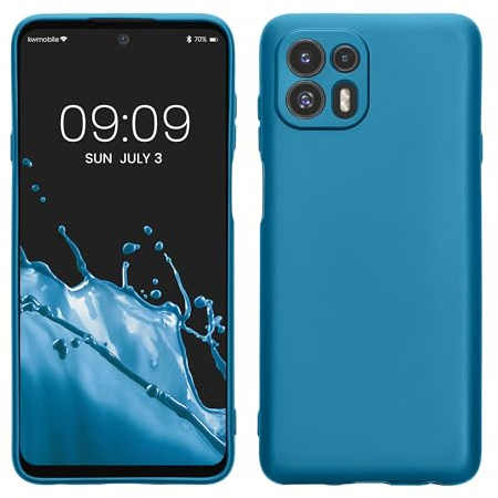 kwmobile Hülle für Motorola Edge 20 Lite TPU Case - Handyhülle unterstützt kabelloses Laden, Flexible Schutzhülle, gummiertes Cover in Karibikblau