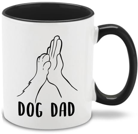 Shop4Ever® Dog Dad High Five Man's Best Friend - Taza de café de cerámica divertida de 11 onzas (mango negro)