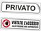 EVM VIETATO L'ACCESSO + PRIVATO Eticchetta Segnaletica Targhetta in PVC Morbido Adesivo impermeabile Porte Locali Ufficcio 21x6cm 2pz