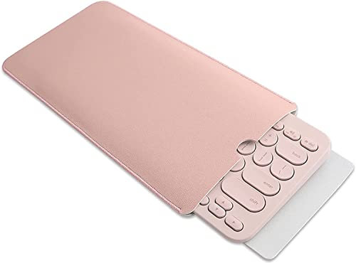 Borsa Universale per Tastiera in Pelle, Custodia per Tastiera, Borsa Interna Sottile e Portatile, Custodia Protettiva Antipolvere e Impermeabile per Tastiera K380(Rosa)