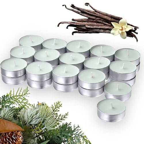 Velas perfumadas de candelita – Calentamiento de madera de cedro y vainilla – hasta 4 horas de combustión – Paquete de 30