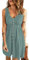 AUSELILY Sommerkleid Damen Casual Button Down Mini Kleid Cute V Neck Strandkleid mit Taschen Mintgrün S