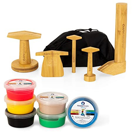 Fitness Knete Deluxe COLOR | 85 g | 6er Set mit Bambus Knet Tools
