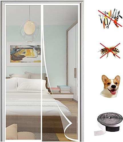 KZhanmy Magnet Fliegengitter Tür Insektenschutz,Magnetisches Moskitonetz, Automatisch Geschlossen, Anti-Moskito-Vorhang für Balkontür und Terrassentür.-White B|| 85x220cm(33x86inch)