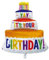 Folienballon 'Happy Birthday' mit Torte Motiv und 'YAY IT'S YOUR BIRTHDAY' Schriftzug, Perfekt für Geburtstagsfeiern und Jubiläen, Große Größe 102 x 62 cm, Wiederverwendbar und Einfach zu Aufblasen