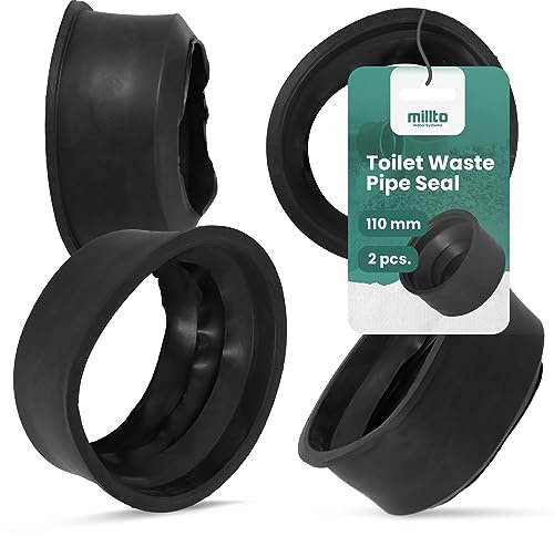 Millto™ - Junta para tubo de desagüe (2 unidades, 110 mm, goma, adaptador, manguito, manguito, manguito para tubos de inodoro, arandela flexible, tubo de PVC, sistema de drenaje de PP)