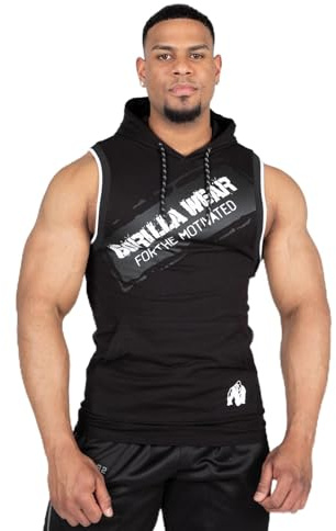 Gorilla Wear Loretto Hooded Tank Top Herren Bodybuilding Gym Fitness (DE/NL/SE/PL, Alphanumerisch, 3XL, Regular, Regular, Schwarz)