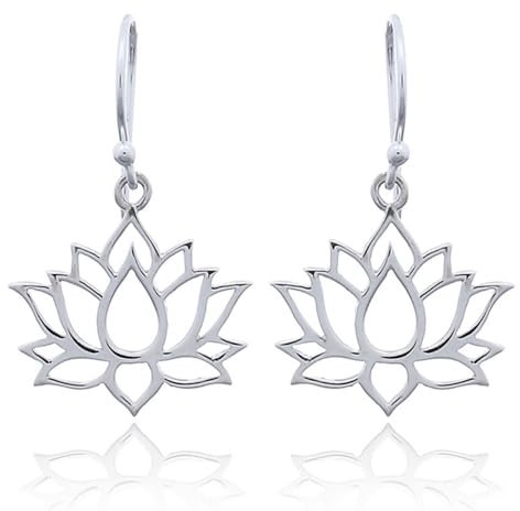 Unique Damen Ohrringe Lotusblume 925 Sterling Silber Lotusblüte Ohrhänger Lotus Schmuck für Damen Teenager