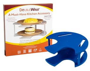 DoubleWave Mini-Mikrowellenteller mit 2 Ebenen, für kleine Mikrowellen, BPA-freie Mikrowellenkühlplatte und Spillover-Caddy-Stapel, schnelleres Aufwärmen, robust und leicht (Mini)