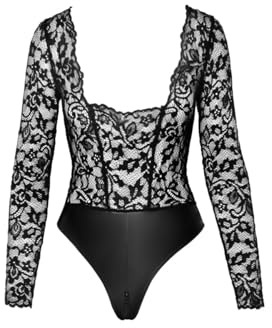 Body Psyché F296 Wetlook et Dentelle - 3XL - Noir