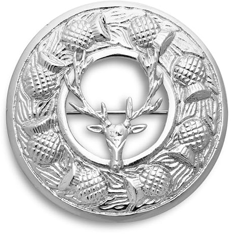 Kilt Emporium Broche en laiton inoxydable pour kilt de cerf écossais 7,6 cm, 3 inches x 3 inches x 0.15 inches, Laiton, Pas de pierre précieuse