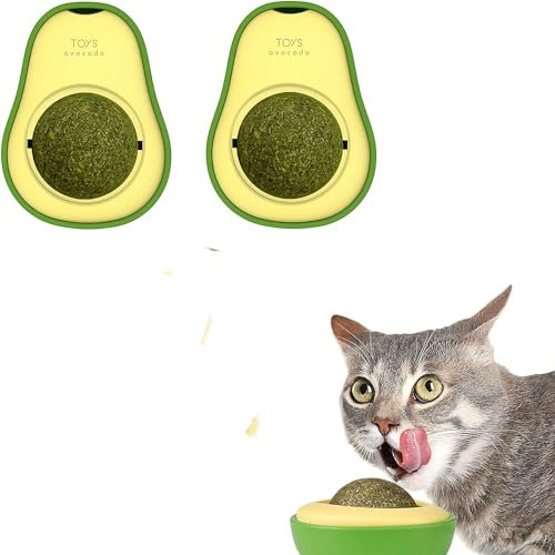 Katzenminze Bälle Spielzeug für Katzen, Natürliche Catnip Wall Balls Toys,Drehbare Katzenminze Bälle Wand Catnip Balls Toys Essbares Kätzchenspielzeug für die Zahnreinigung,2PC