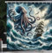 ABAKUHAUS Nautisch Duschvorhang, Fantasie Abenteuer im Meer mit Kraken Oktopus Monster Sturmwellen und Seefahrerschiff, Stoffliches Gewebe mit Haken, 175 x 180 cm, Türkis Mehrfarbig