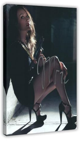 Maggie Q signiertes Leinwand-Poster, Wandkunst, Dekordruck, Gemälde für Wohnzimmer, Schlafzimmer, Dekoration, Rahmen-Stil, 50 x 75 cm