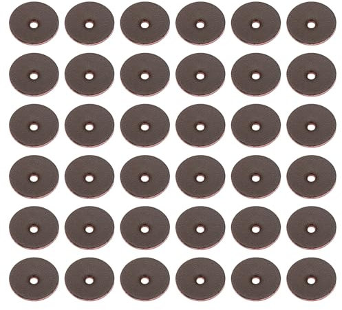 PATIKIL 14mm Leather Washers, 100pcs Leather Handle Washers Leather Spacer Cushion Washers 1.5 mm Thick Round for Knife Handle Hammer Hatchet Badge Bicycle Seat Crafts, Brown