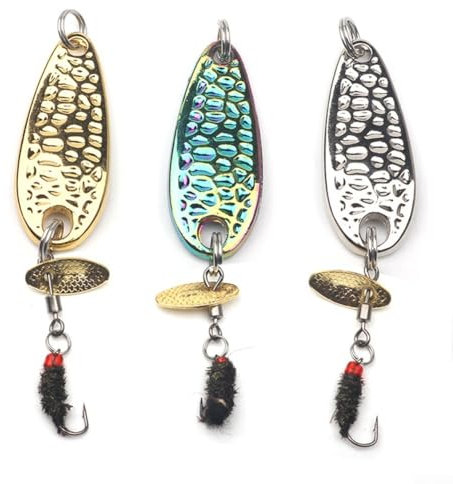 Leurre de pêche attrayant en métal avec plumes améliorées, idéal pour divers poissons, lot de 3 pièces (5 g de couleurs mélangées)