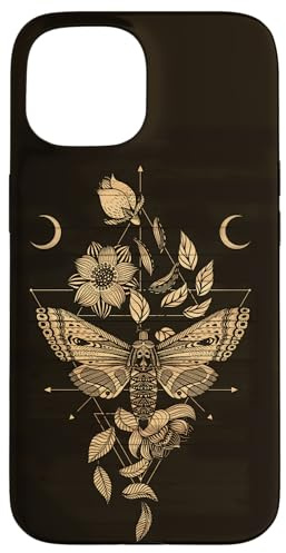 Totenkopf Motte Dark Goth Biker Gothic Hexe Okkulter Wicca Hülle für iPhone 15