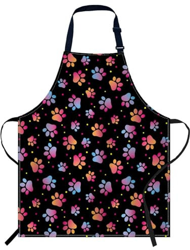 Smooffly Schürzen für Zuhause und Küche, A01, Pfoten, Tier, Hund, bunt, 27x31 Inch