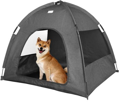 Babyezz Hunde/Katzenzeltbett, Wasserdichtes Tipi Zelt,Atmungsaktives,Waschbares Hundehaus Für Drinnen Und Draußen,Tragbares Hundehöhle/Katzen Höhle,Für Kätzchen,Welpen, Hasen,usw (Grau, L)