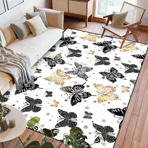3D-Druck Weicher Kinderzimmerteppich Bunter Fantasy-Schmetterling 80 X 120 cm - Rutschfester Teppich Mit Niedrigem Flor - Waschbar - Anti-Flecken, Fusselt Nicht: Umweltfreundlich - Leicht Zu -1A3Y5S1