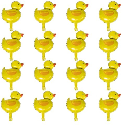 RmKbe 16 Stück Mini-Enten-Ballon, Entenform, Folienballon, Bauernhof-Themenparty, Geburtstagsparty, Zubehör, Babyparty, Party-Dekorationen