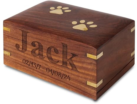 Personalized Solid Wood Pet Urn for Dog Ashes, Cremation Urn Box for Cat