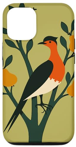 Hülle für iPhone 14 Rebhuhn im Birnenbaum, Retro-Stil, MCM-Stil 1