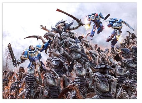 Displate Offiziell Warhammer MetallPoster Magnetische Befestigung Inklusive Lizenziert Bilder Hochwertiges Poster Warhammer 40,000: Space Marine 2 - Space Marine 2 Poster 67.5 cm x 48 cm