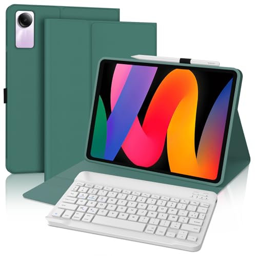 FOGARI Coque Clavier pour Redmi Pad SE 11'' - AZERTY Français Amovible Bluetooth sans Fil Clavier Housse pour Xiaomi Redmi SE 11 Pouce 2023, Vert Foncé