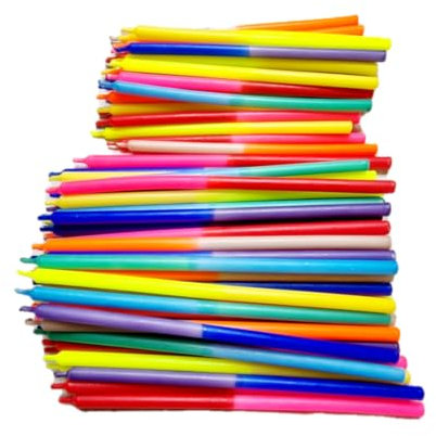 GLOWYBOX Strandlichter Partykerzen Kuchenkerzen Geburtstagskerzen bunt neon dünne Kerzen Opferkerzen bunt Ritualkerzen farbig othrodoxe Kerzen Kirchenkerzen 10er Set (25 cm lang)