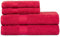 Ample Decor 100% Cotton Luxury 4-Piece Towel Set, 2 Bath Towels & 2 Hand Towels for Hotel, Spa, Bathroom, Gym - Red