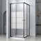 Hopibath Duschkabine 80x80cm Duschkabine Schiebetür, Milchglas Eckeinstieg Schwarz Duschkabine Duschabtrennung 6mm ESG Milchglas Streifen Duschwand Höhe 185cm(Ohne Duschwanne)