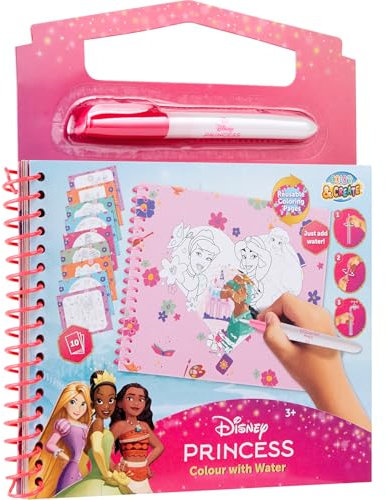 Disney Prinzessin – Mit Wasser ausmalen – Color & Create – Wiederverwendbare Malvorlagen, einfach Wasser hinzufügen Princess - Colour with water (DP24354)