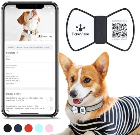 PawView Qr Code Hundemarke mit NFC Silikon Online-Profil Hund Gegen Verlust Hundemarke wasserfestem Pet Id Tag DE