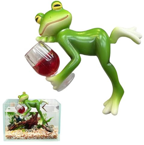 LUMOOM Figuras decorativas de rana para jardín, maceta, ranas, ranas verdes, colgantes de rana, decoración de mini estanque colgante, estatua de resina de animales, decoración de jardín, balcón (C)