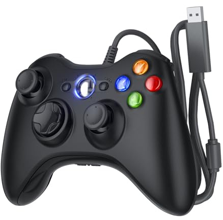 Dinosoo for Xbox 360 Controller, Wired Controller Compatible with Xbox 360 & Slim Console and Windows 7/8/10,with Upgraded Joystick, Double Vibration, Voice Function