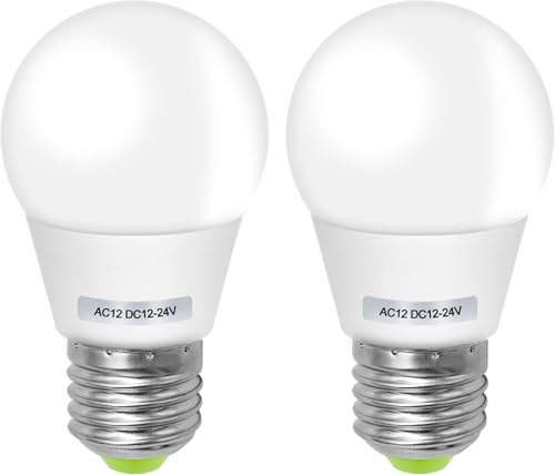 E27 12V LED Lampe Warmweiss 2700K 3W AC12V / DC 12V-24V Ersetzt Glühbirne | 40W Glühlampenersatz für Sonnensystem, Wohnmobil, Boot, Innen Niederspannungs-Sicherheitsbeleuchtung 2er Pack