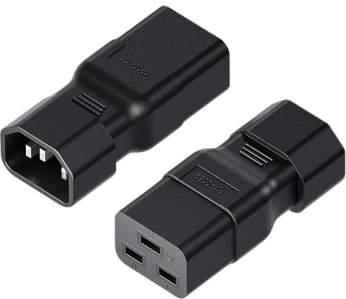 2 Stück IEC 320 C14 Männlich Stecker auf C19 AC Weiblich Buchse, 3-polig Power Adapter Anschluss, C14 Männlich Stecker C19 Power Port Adapter AC Weiblich Buchse für PDU UPS Computer Monitor Appliance